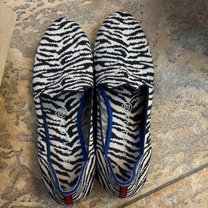 Rothy's Blue and White Zebra Print loafer
